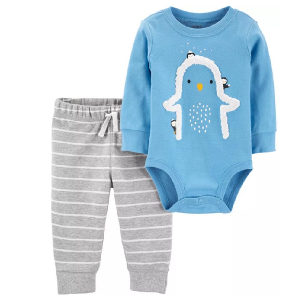 Carter’s 24 Months Baby Boy Penguin Snow Bodysuit & Pants Set Outfit NWT